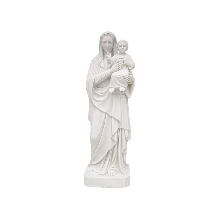 Marmor Jungfru Maria med Jesus Baby Staty