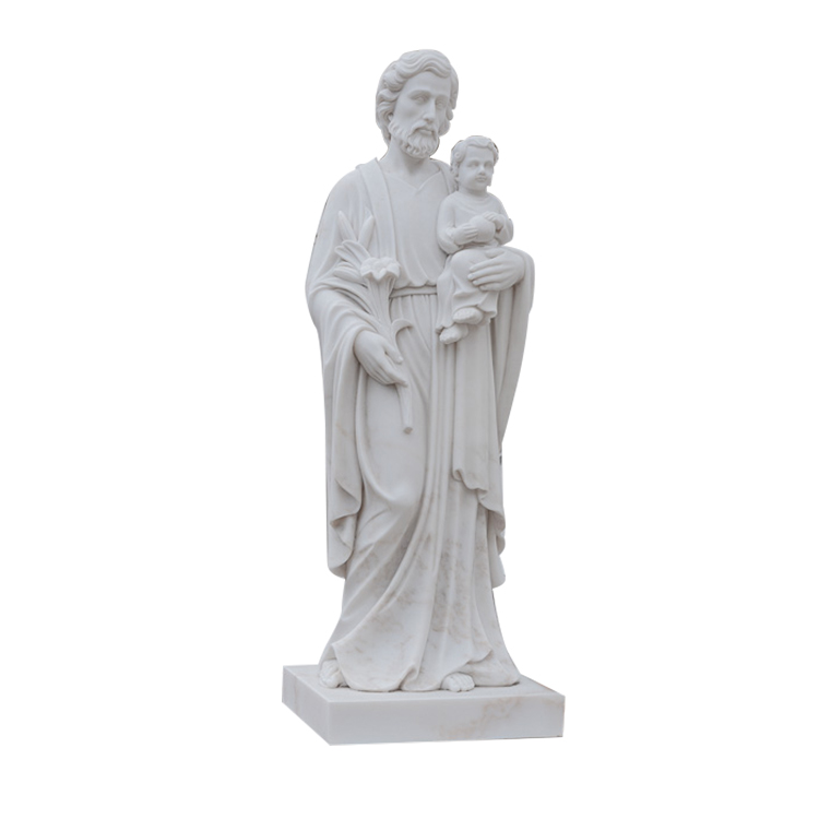 Saint Joseph Med Baby Marmor Staty